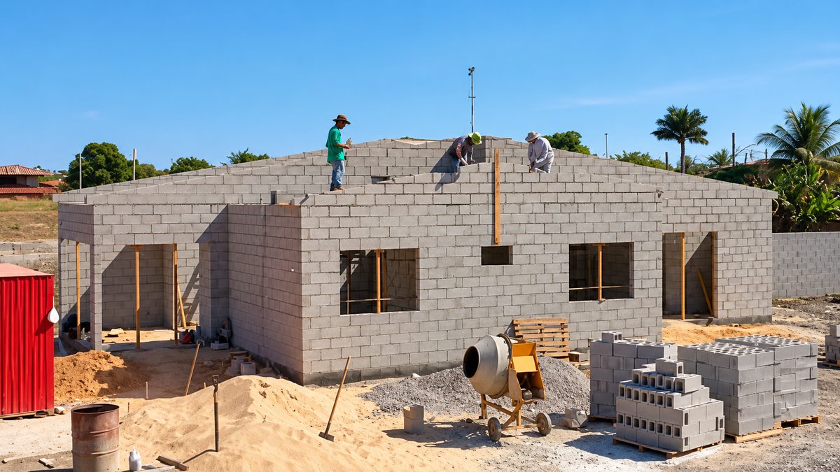 Casa residencial em alvenaria estrutural de blocos de concreto Hormigon